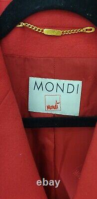 Dames Vintage Rouge Mondi / Escada Manteau en Laine Vierge à Double Boutonnage Taille 8