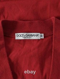 Débardeur rouge vintage Dolce & Gabbana pour femmes, col en V, style universitaire plage IT38 XS