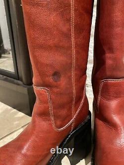 Destroy Vintage 90s Platform Red Leather Boots Ue 38 États-unis 7/7,5