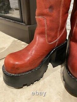 Destroy Vintage 90s Platform Red Leather Boots Ue 38 États-unis 7/7,5