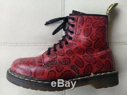 Doc Dr. Martens Bottes Rouge Soles Mentions Légales Made In England Rare Vintage 6uk Usw8m7