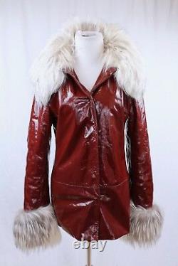 Dolce Et Gabbana Vintage Iconic 1990s Verni Leather Fur Jacket Coat Eu 42