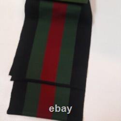 Echarpe Gucci Noir Rouge Vert Vintage Stripe