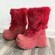El Dantes Vintage 90s Red Fur Platform Goth Boots 38/39 Guc
