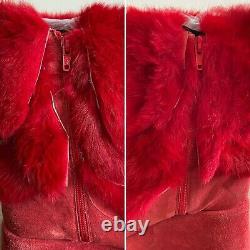 El Dantes Vintage 90s Red Fur Platform Goth Boots 38/39 Guc