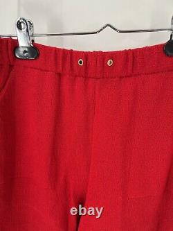 Ensemble vintage 3 pièces pour femmes de St. John Sport, veste tricotée rouge et pantalon en laine mélangée, taille S.