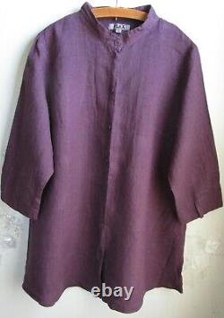FLAX Designs LINEN 2G NWT Vintage Shirt Tunic PORT translates to 'FLAX Designs LINEN 2G NWT Chemisier Tunique Vintage PORT' in French.