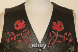 Femme Biker's Stuff Vintage Noir/rouge Fringe Vest Sz XL