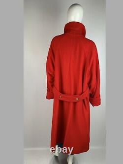 Femme Burberry Vintage Laine Rouge Taille De Manteau Uk12 Long/