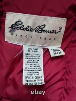 Femme Eddie Bauer Vintage Goose Down Parka M Laine Garniture Puffer Manteau Rouge