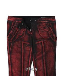 Femmes Alexander McQueen Jeans Taille Basse Vintage Rouge Imprimé 2009 IT42 / M
