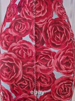 Femmes Karen Millen Robe Corset Bodycon à Bretelles Vintage Bleu Rouge Floral Rose taille 14