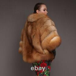 Femmes Real Red Fox Fur Coat Winter Vintage Whole Skin Warm Épais Veste Pardessus