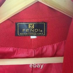 Fendi Femmes 1980s Vintage Rouge 100% Cachemire Veste Sz L Made In Italy Soft