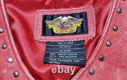 Gilet en cuir rouge pour femmes de taille M, style Harley Davidson vintage