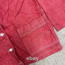 Glamour vintage Veste de travail pour femmes taille moyenne rouge des années 1950 en denim Sanforisé