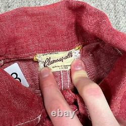 Glamour vintage Veste de travail pour femmes taille moyenne rouge des années 1950 en denim Sanforisé