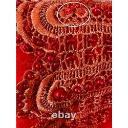 Gros pull en angora rouge vintage XL pour femmes avec perles nacrées. LIRE