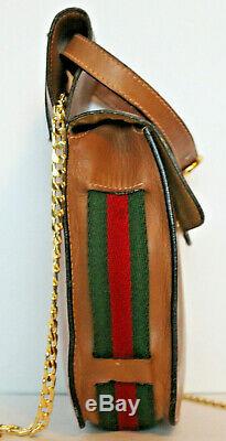 Gucci Brown Vert Red Stripe Ceinture Bandoulière En Cuir Wistlet Sac Purse Vintage