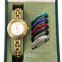 Gucci Montre-bracelet À Quartz Changement Bezel Gold Swiss Vintage Authentique # Mm59 O