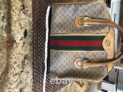 Gucci Sac De Médecin Vintage Brun Moyen, Vert Et Rouge Grande Condition Utilisée