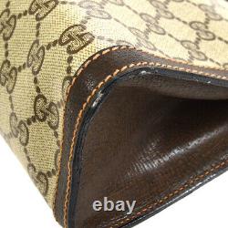Gucci Shelly Line Clutch Hand Bag Poche Sac Sac Beige Brun Pvc Vintage K08731