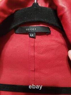 Gucci Tom Ford Vintage Y2k Rouge Minimaliste Moto Manches Veste En Cuir