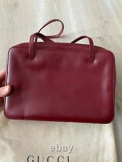 Gucci Vintage Burgundy Calfskin Leather Shoulder Sac Sac À Main