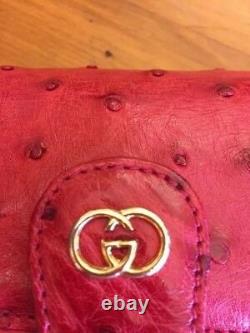 Gucci Vintage Sac D'autruche Rouge-étouffant
