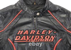 Harley Davidson Veste Femme M Noir Rouge Cuir Perforé Doux Vintage Bar