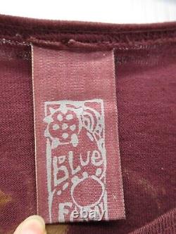 Haut Femme Bleu Poisson Vintage Taille Unique Boutonné Rouge Chemise d'Art à Porter Lagenlook Boho