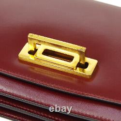 Hermes 1973's Vintage Shoulder Bag Bordeaux Box Calf Leather Authentic O03082