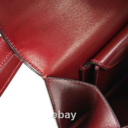 Hermes 1973's Vintage Shoulder Bag Bordeaux Box Calf Leather Authentic O03082