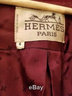 Hermes Rare Vintage Femmes Paris Maroon Manteau Taille S