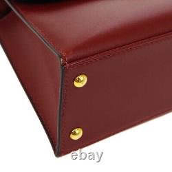 Hermes Sun Motif Mini Flap Hand Bag Y 3c Red Box Calf Vintage 01453