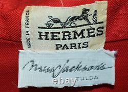 Hermes Vintage Écarlate Rouge Linge Blend Twill Logo Bouton-front Veste M