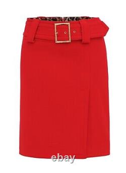 Jupe en laine rouge classique ceinturée de marque Dolce & Gabbana pour femmes, modèle vintage, taille IT40 (S).