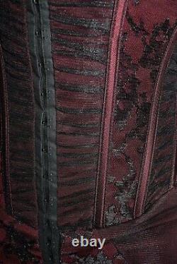 Karen Millen Robe Vintage De Corset En Dentelle Rouge Noir Bnwt Uk 12