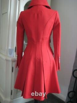 Karen Millen Stunning Vintage Red Riding Coat Taille Rare 14
