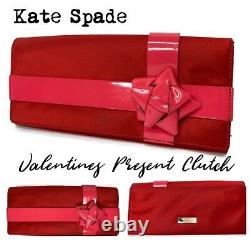 Kate Spade Christmas Red Bow Present Embrayage Bab Satin Rare Vintage