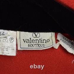 L 1980s Valentino Boutique Longue Manches Rouge Robe Bouton Avant Poches 80s Vtg