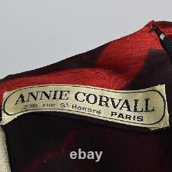 L Vintage 1980s 80s Annie Corvall Paris Designer Silk Cocktail Robe Rouge