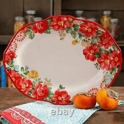 La Pionnière Vintage Floral 14.5-inch Serving Platter