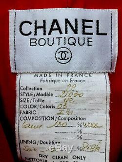 Laine Chanel Red Coat Vintage Veste CC Logo Grands Boutons Taille 42