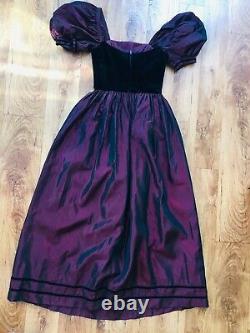 Laura Ashley Vtg Ireland Robe Gothique 10 8 6 Steampunk Velvet Médiéval N11