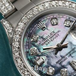 Le 26mm Féminin Rolex Oyster Perpetual Datejust Ss Personnalisés Tahiti Diamond Watch