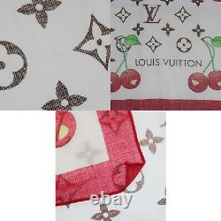 Louis Vuitton 100% Cotton Scarf Wraps Red Italy Vintage Authentic #pp9 S
