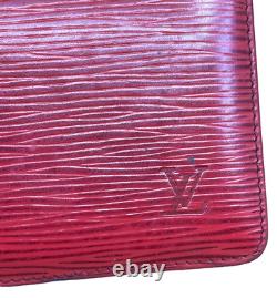 Louis Vuitton Vintage Rouge Épi Cuir Bifold Carte ID Portefeuille