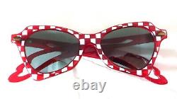 Lunettes De Soleil Vintage Des Années 1950 Cherry Red Checkerboard Pin-up Femmes Rockabilly