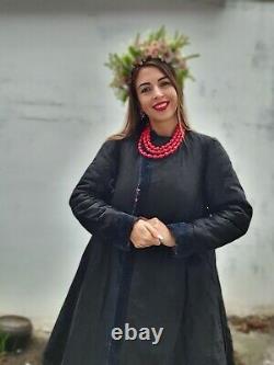 Manteau D'hiver D'automne Vintage, Manteau Rustique De Femme Costume Folklorique Ukrainien Kaftan
